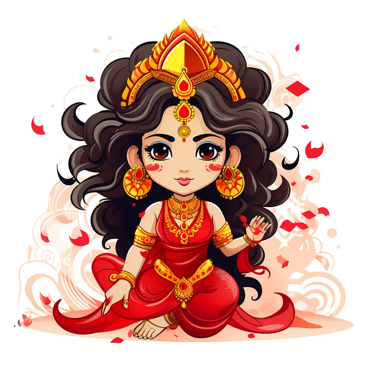 Cute Chibi Goddess in Red Attire