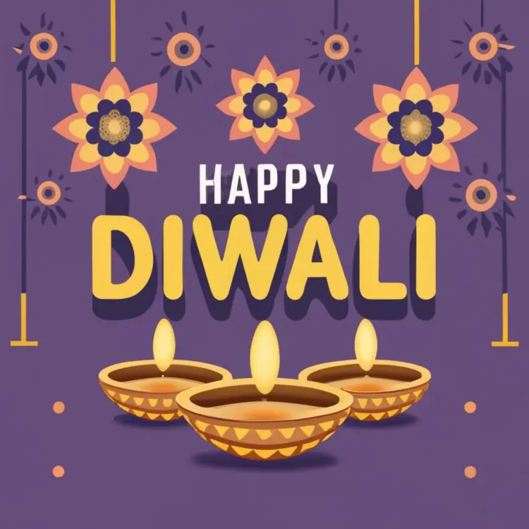 Happy Diwali with Decorative Diyas