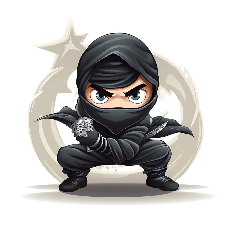 Cute Cartoon Ninja with Shuriken