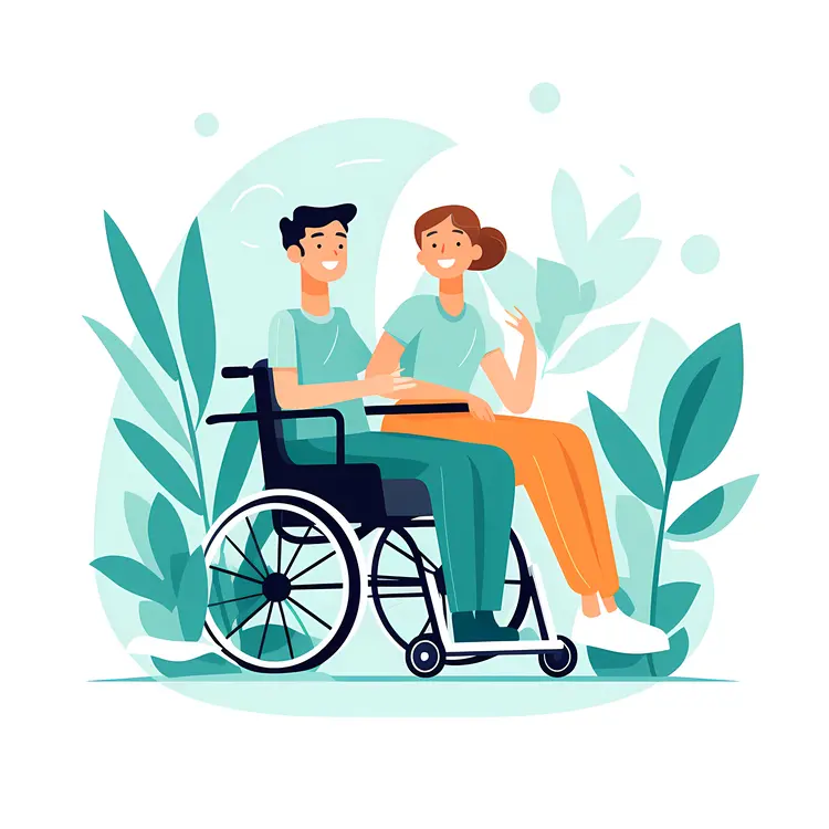 Person in Wheelchair with Caregiver