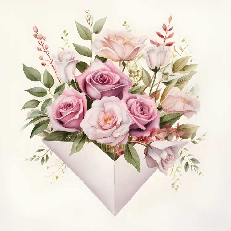 Lovely Pink Roses in Envelope