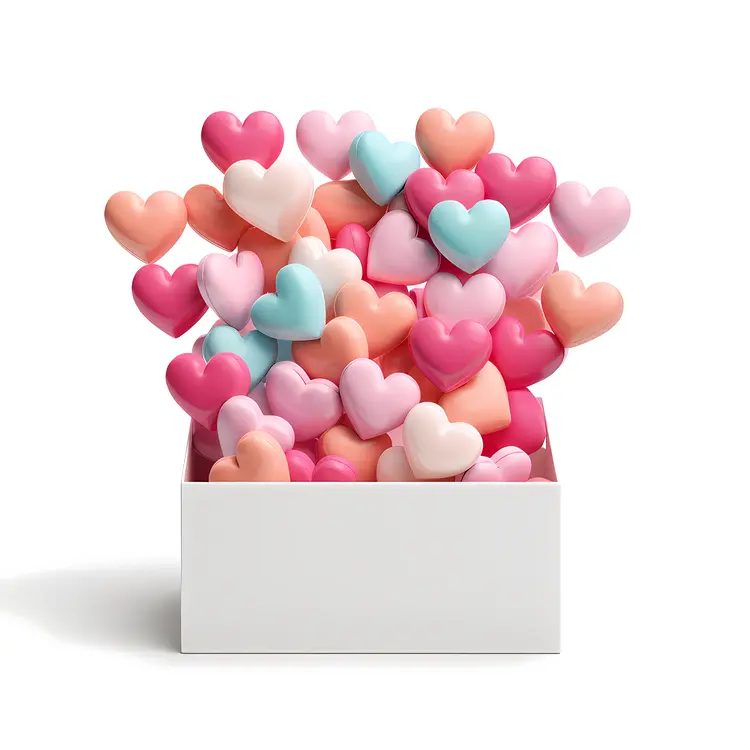 Heart Box Filled with Colorful Hearts