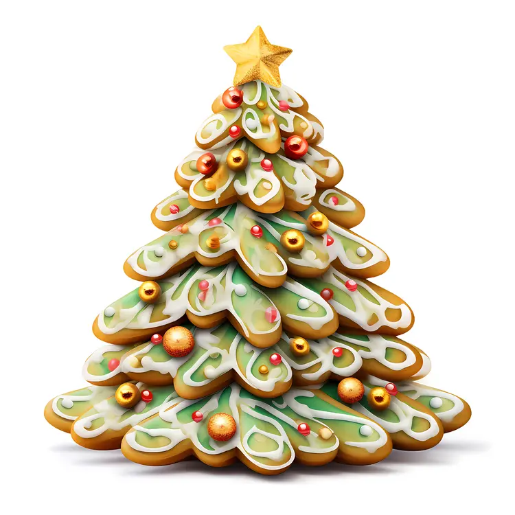 Christmas Tree Cookie with Decorations