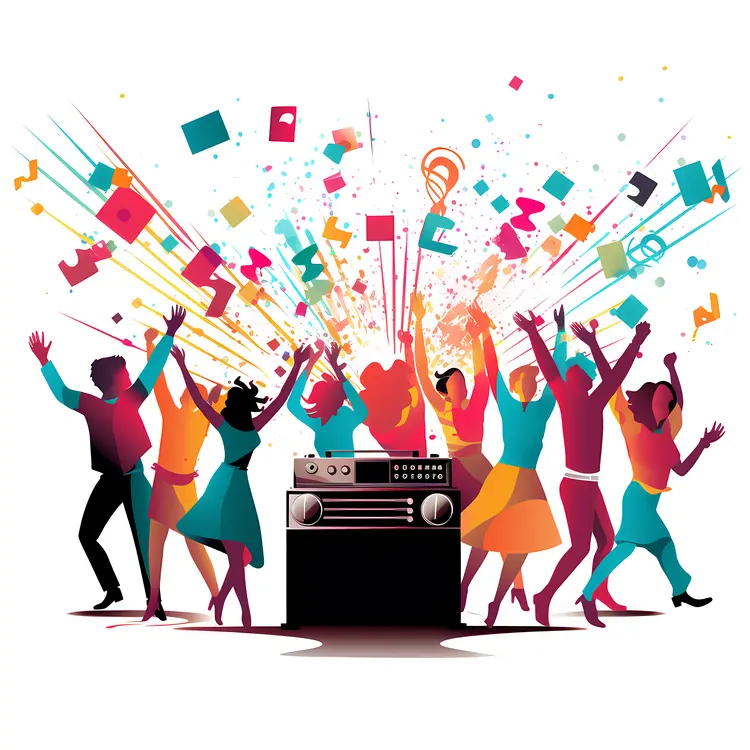 Colorful Party Celebration with Music and Dancing