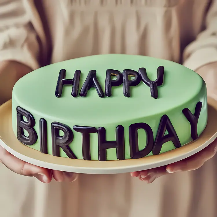Happy Birthday Text on Green Cake