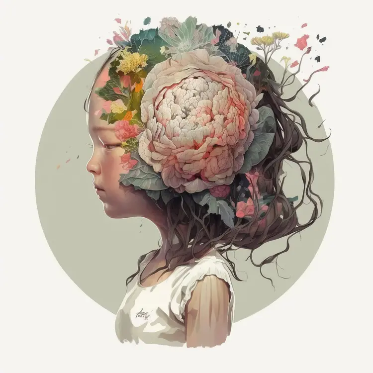 Floral Head Art Illustration