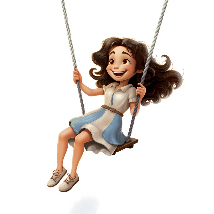 Joyful Girl on Swing