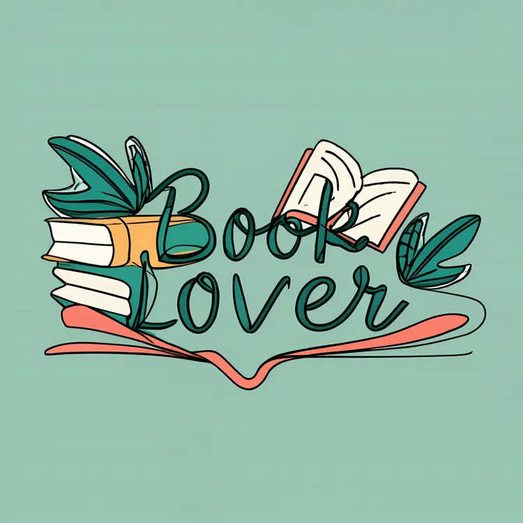 Book Lover with Open Book and Leaves