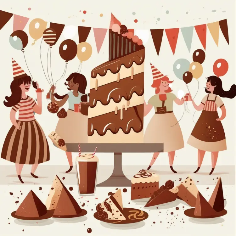 Birthday Party with Chocolate Cake and Friends