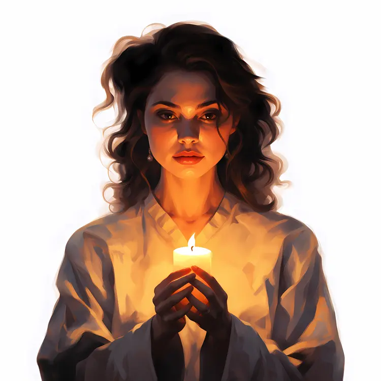 Woman Holding Candle in Contemplation