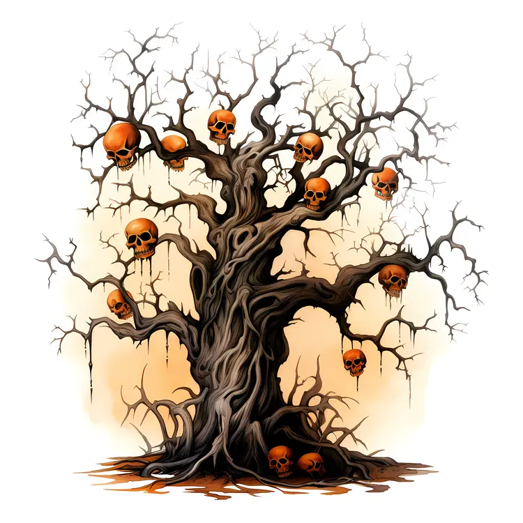 Spooky Skull Tree with Dark Branches
