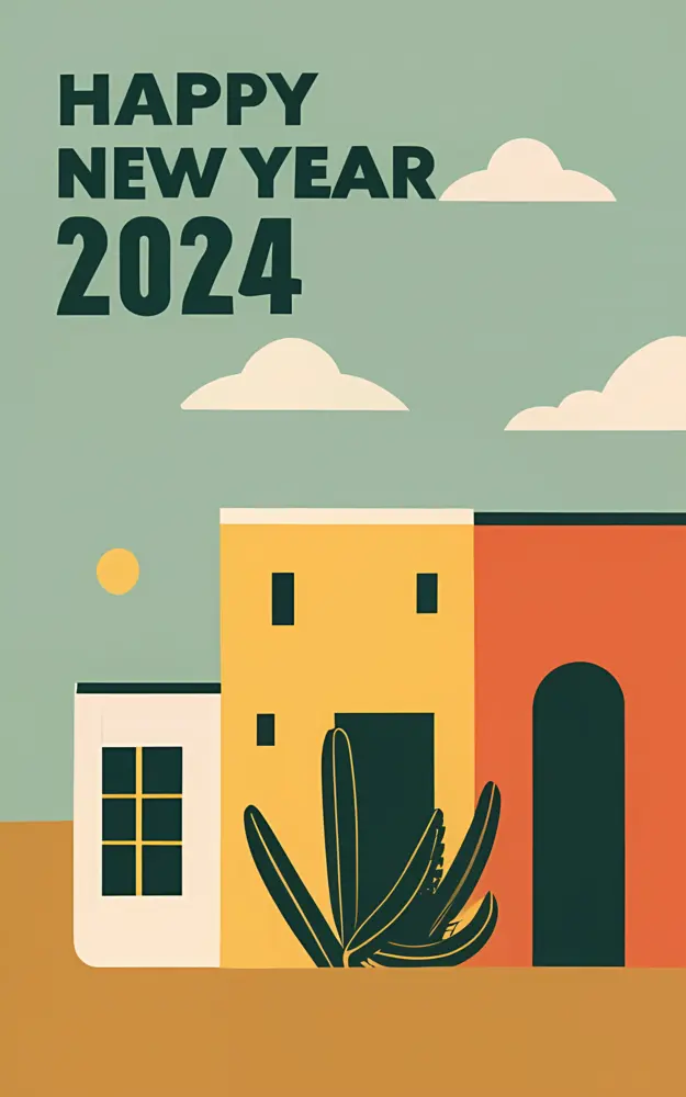 Modern House Happy New Year 2024