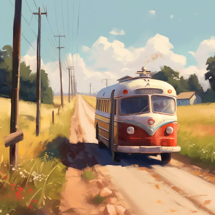 Bus on a Rural Road