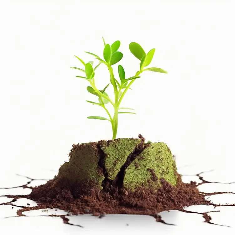 Green Seedling Growing in Cracked Soil
