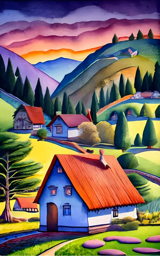 Charming Small House with Red Roof