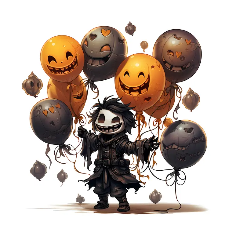 Character with Halloween Balloons in Costume