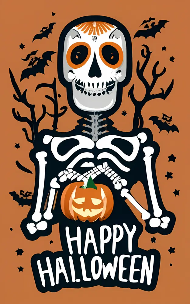 Skeleton with Pumpkin for Halloween