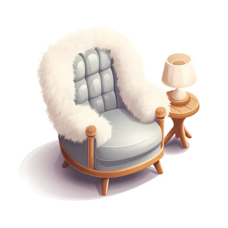 Gray Armchair with Lamp
