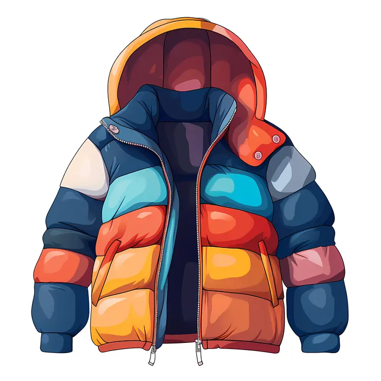 Colorful Puffer Jacket with Hood