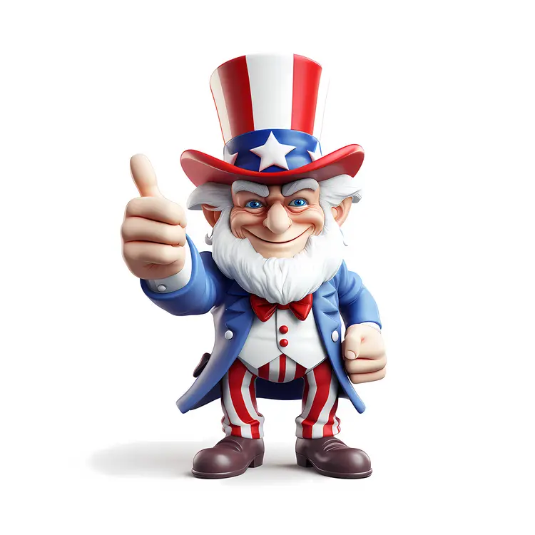 Patriotic Character in Red, White, and Blue Outfit