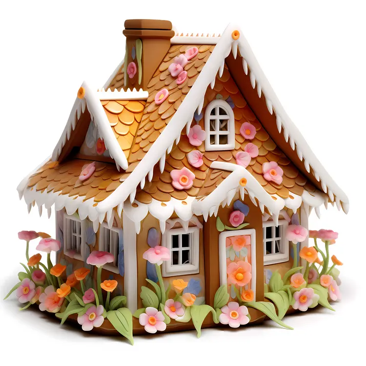 Cute Gingerbread House with Candy Decorations