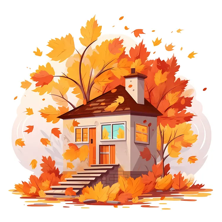 Small Cute Doodle House in Autumn