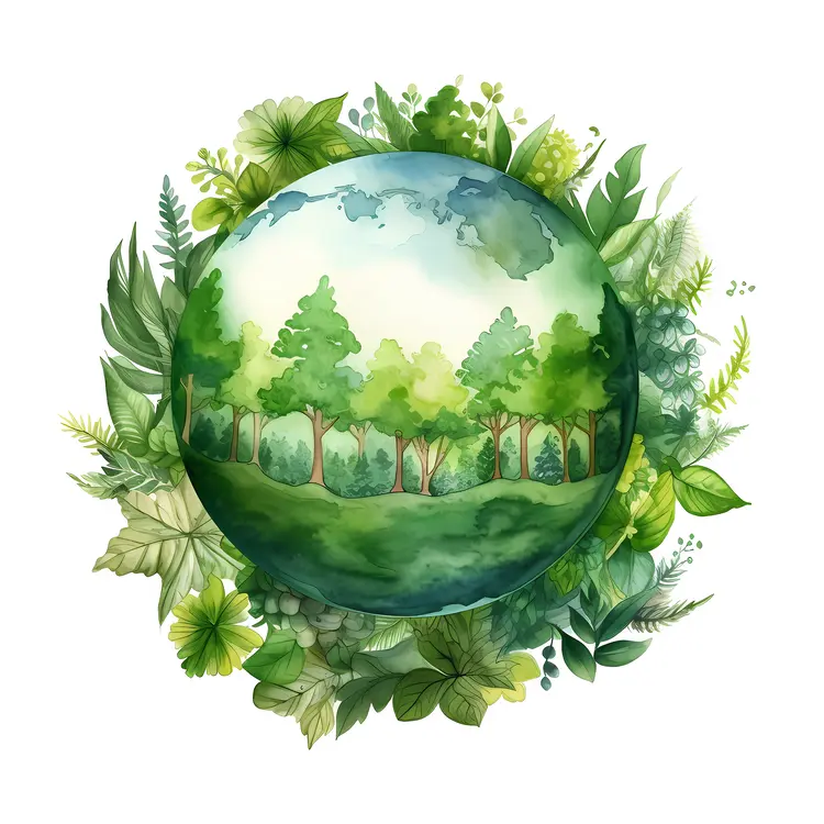 Earth with Trees and Leaves