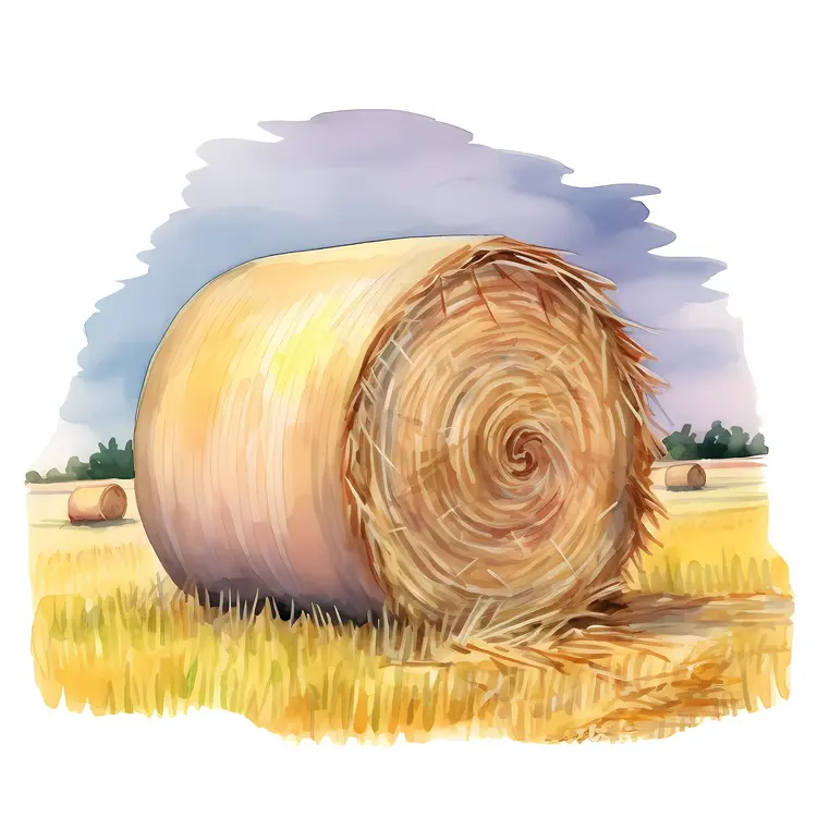 Hay Bale in a Field During Harvest Season