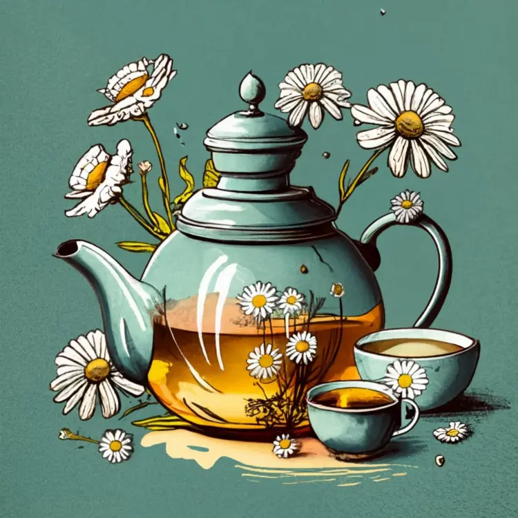 Beautiful Teapot with Daisy Flowers