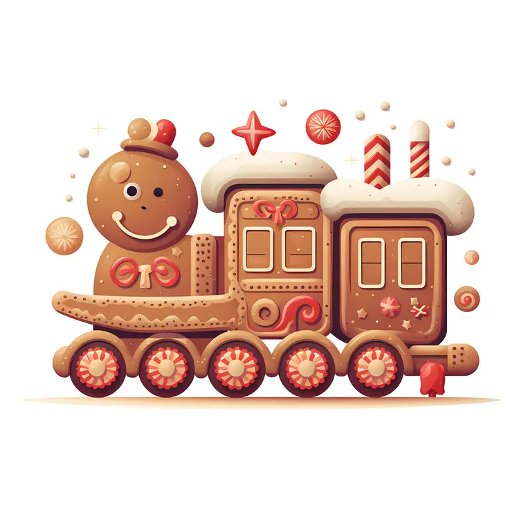 Gingerbread Train with Snow
