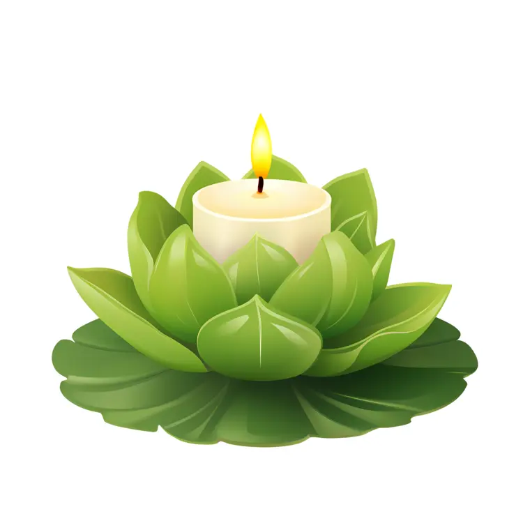 Green Lotus Candle Illustration