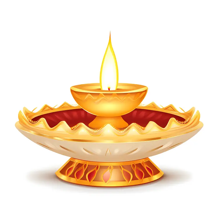 Ornate Oil Lamp with a Bright Flame
