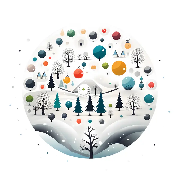 Colorful Winter Landscape Illustration