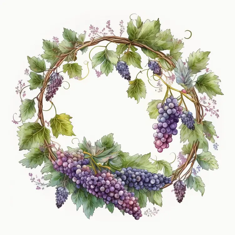 Beautiful Grape Wreath Illustration for Harvest Festival Decor