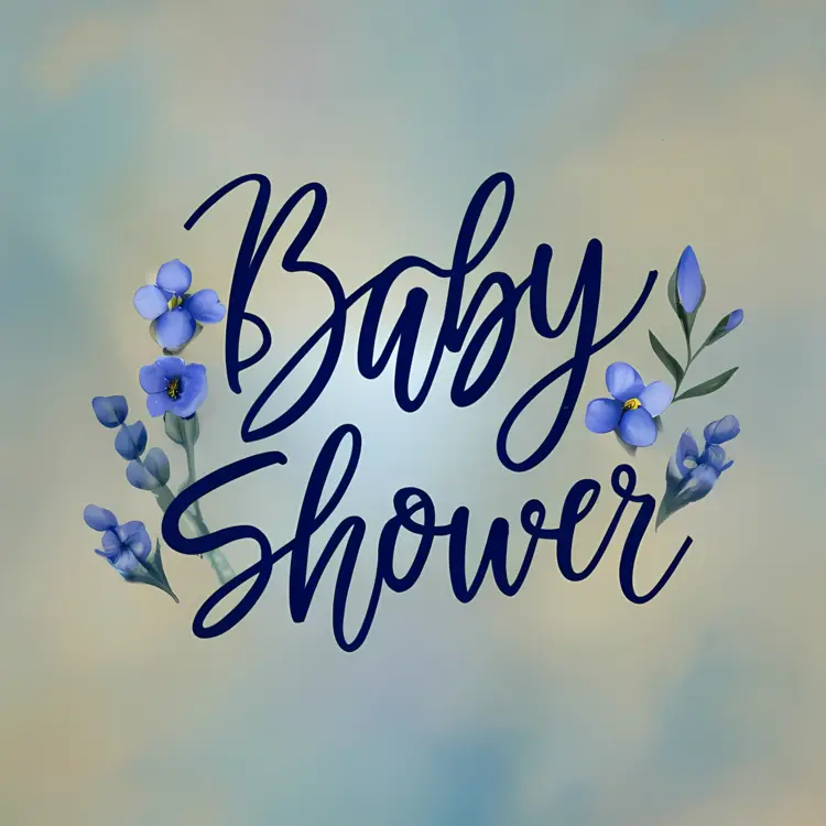 Blue Floral Baby Shower Word Art