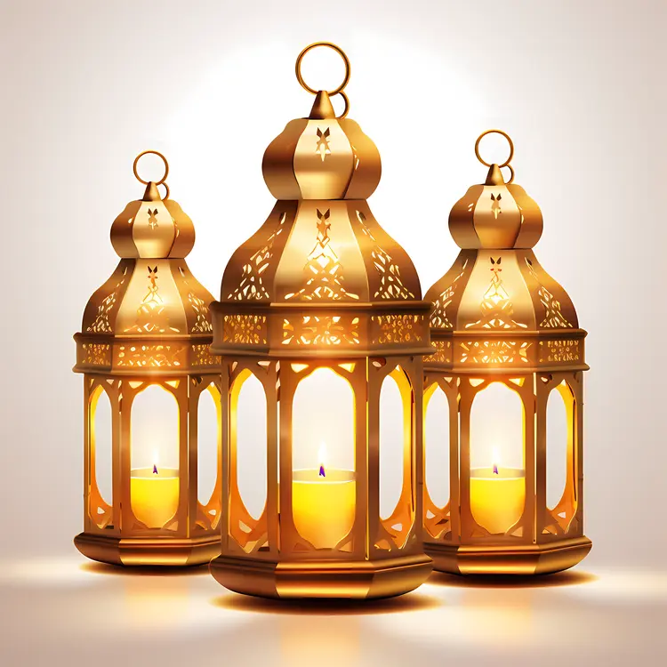 Beautiful Golden Lanterns for Ramadan Celebration
