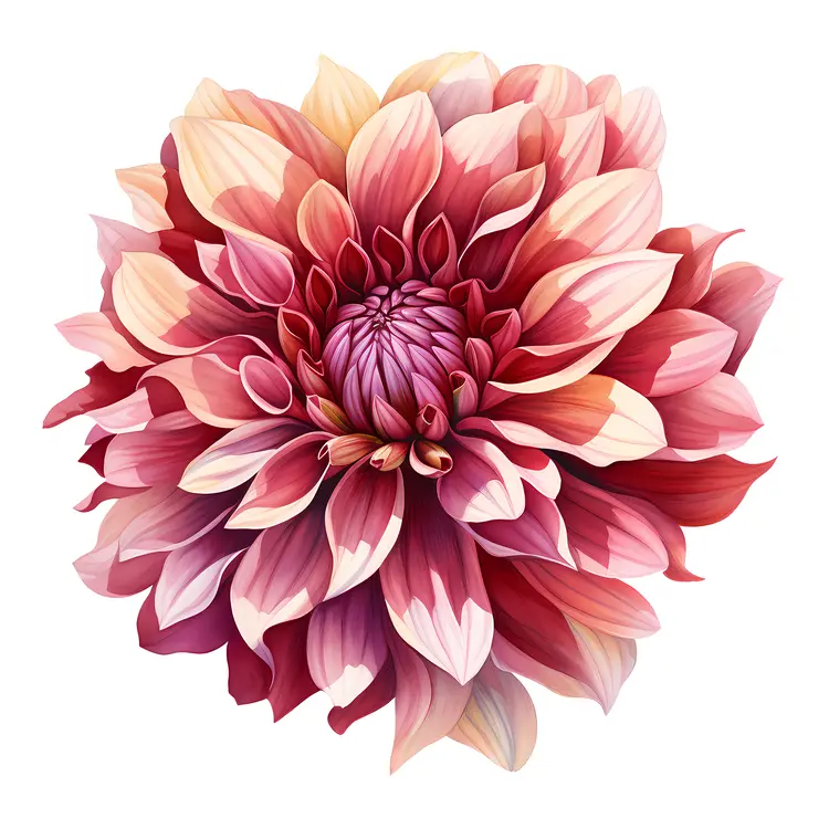 Beautiful Pink Dahlia Flower Illustration