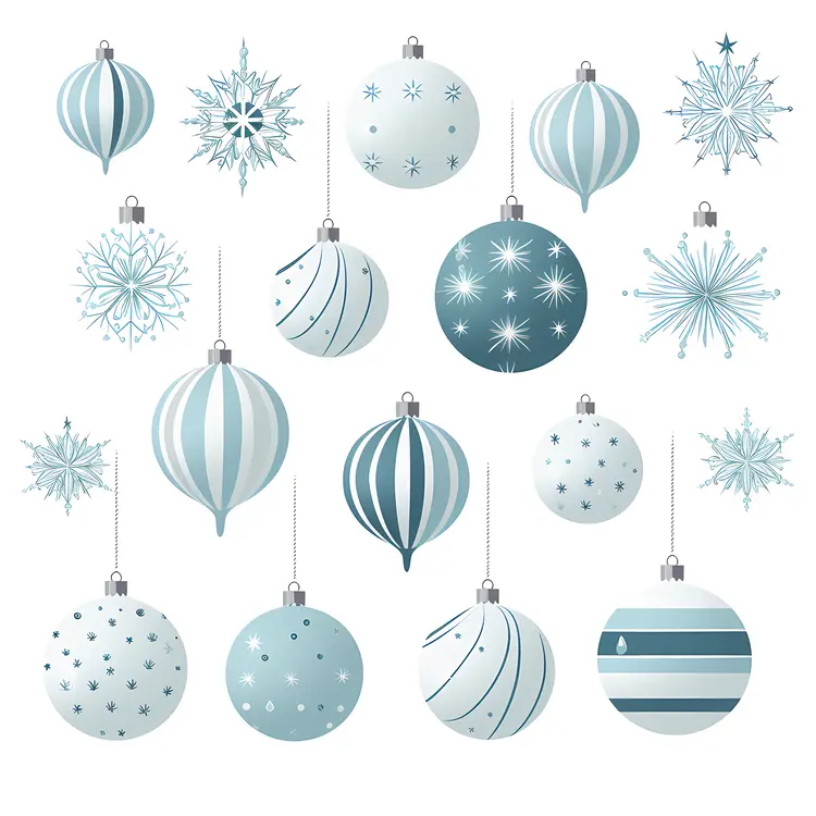 Patterned Blue and White Christmas Ornaments