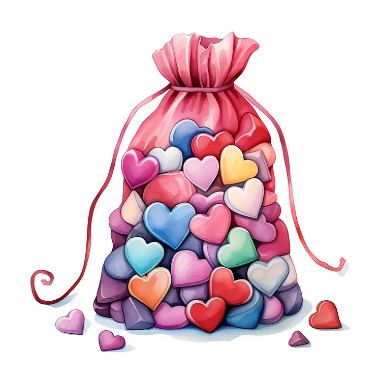Colorful Hearts in a Bag