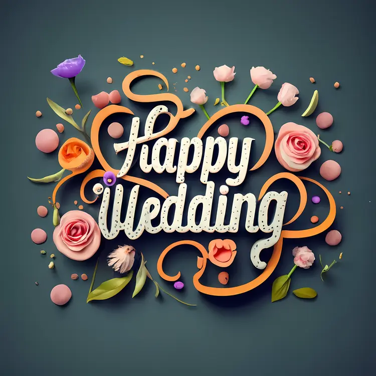 Happy Wedding with Elegant Floral Design