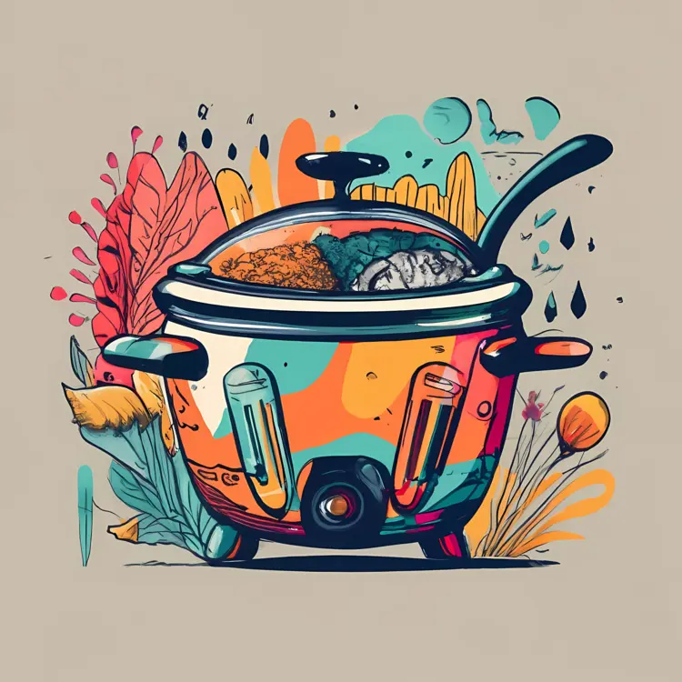 Artistic Slow Cooker with Colorful Elements