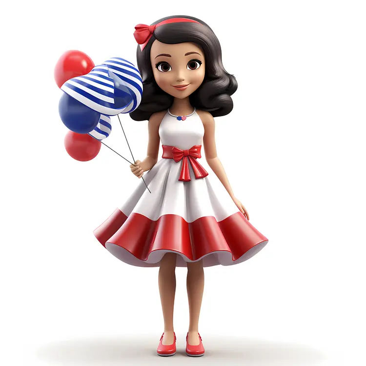 Girl Holding Balloons in Colorful Dress