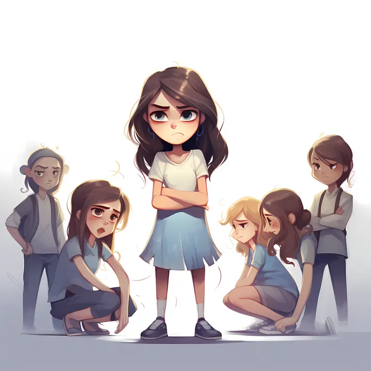 Angry Girl with Group
