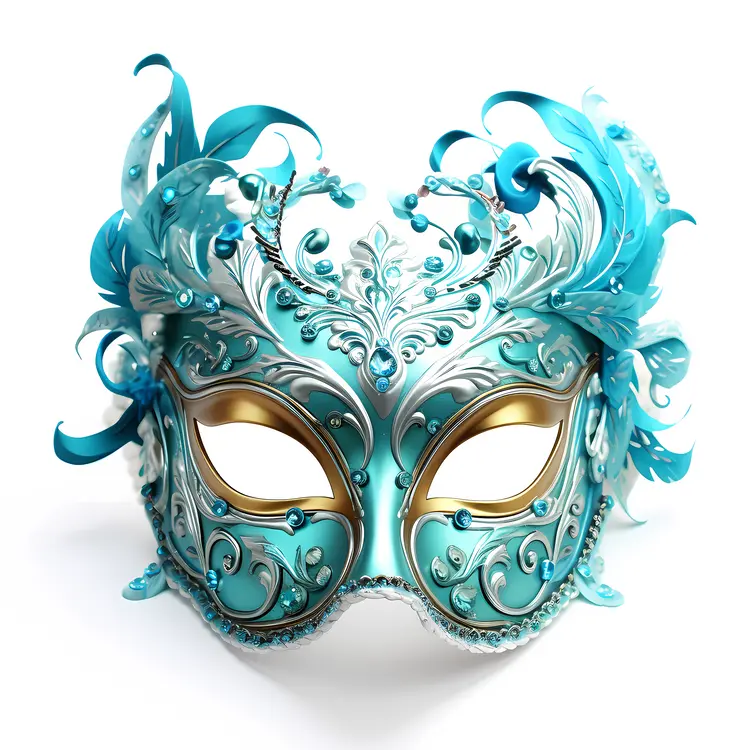 Vibrant Turquoise Feather Mask