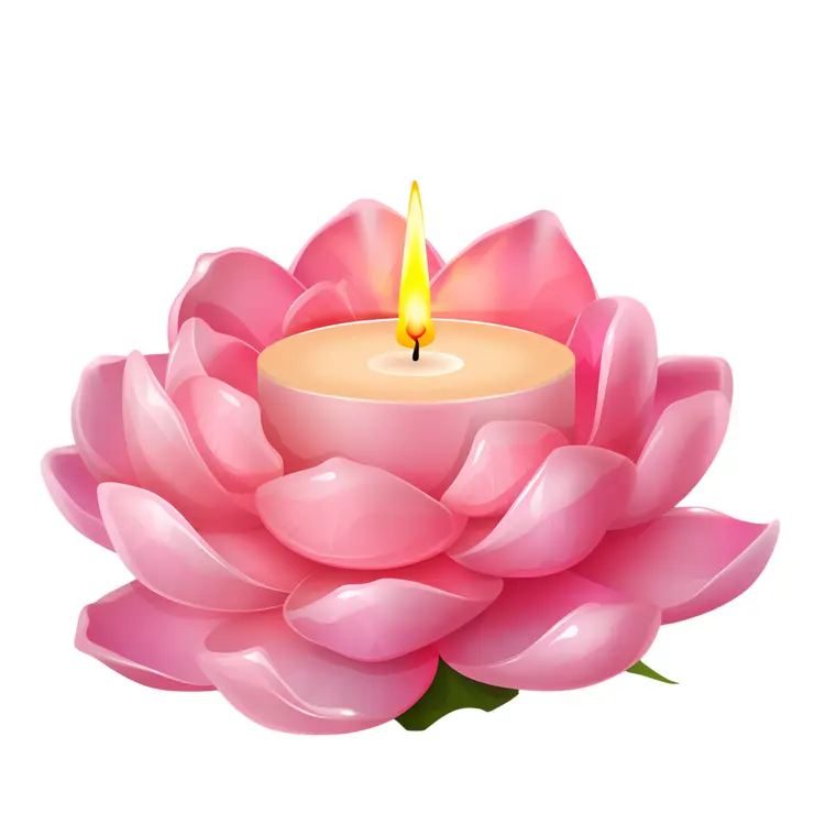 Pink Lotus Flower with Candle