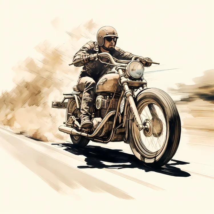 Cartoon Motorcyclist on Bike