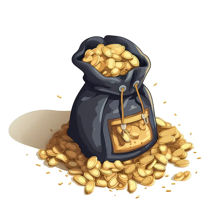 Black Bag of Gold Coins