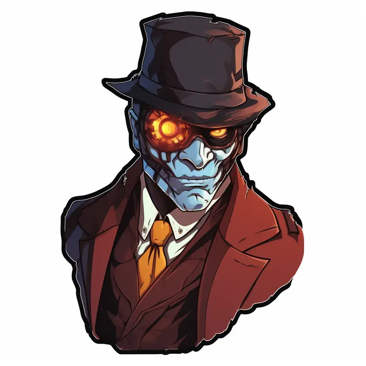 Robot in Formal Attire with Glowing Eye
