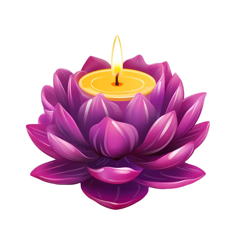 Purple Lotus Candle with Yellow Flame
