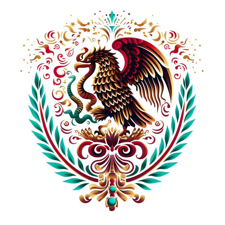 Traditional Eagle and Snake with Ornamental Design